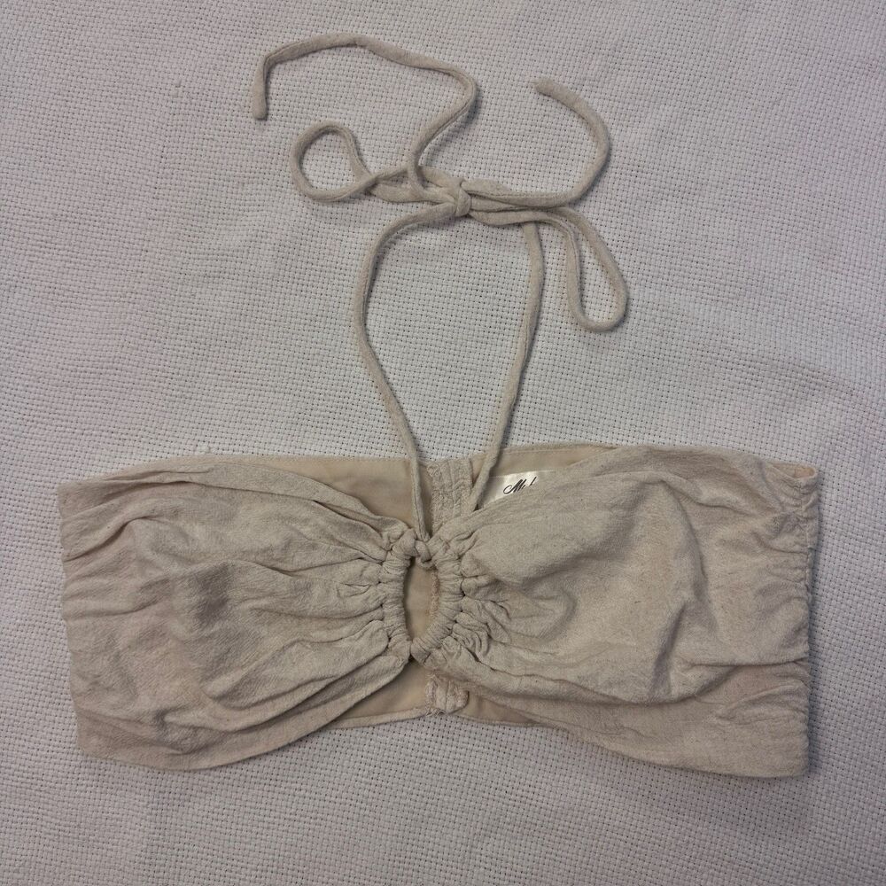 Mahina Ruched Bandeau Halter Top bra neutral Hawaii vacation cruise summer clean